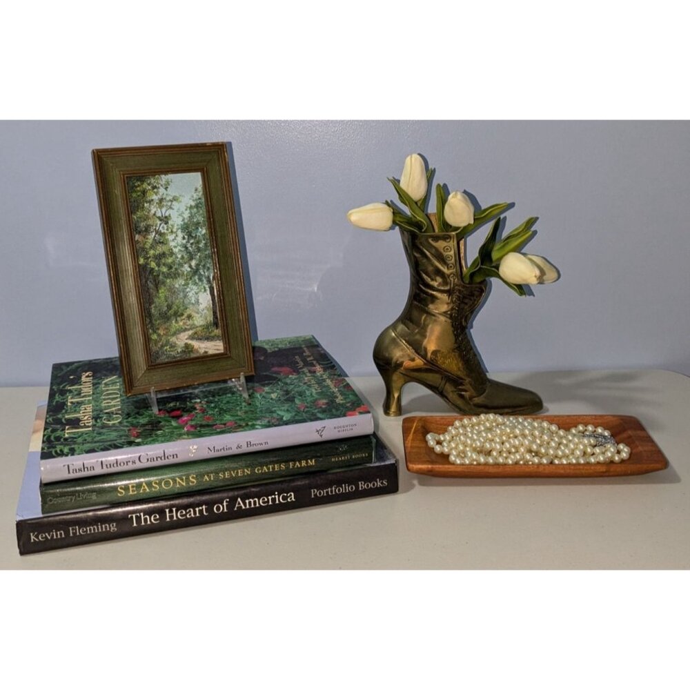 Vintage Brass Victorian Boot Vase - Picture 11 of 12